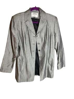 Kasper for A.S.L. Grey Viscose Rayon 2-Piece Skirt Suit Set